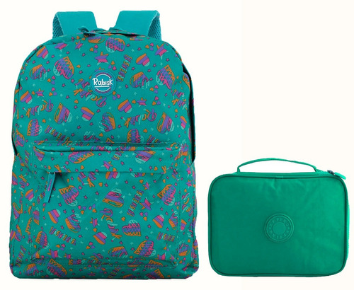 Mochila Feminina Grande meninas Reforçada Estampa de Corações + Estojo 100 pens