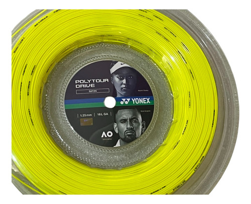 Rollo De Cuerda Yonex Polytour Drive Spin 1.25mm Yellow 200m Color Amarillo Espesor 1.25 Mm