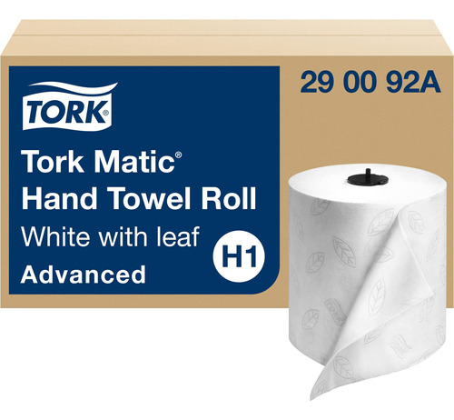 Tork Matic - Rollo De Toallas De Mano, Color Blanco Con Hoja