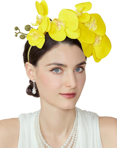 Gorro De Flores Para Mujer, Diseño De Flores, Para Fiesta Amarillo Talla Única