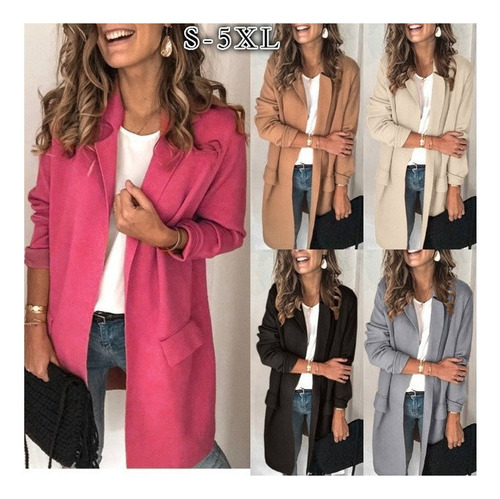 Mujer Casual Color Sólido Manga Larga Falso Bolsillo Blazer