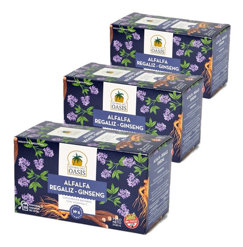 Té Hierbas Del Oasis Mezcla N6 Energizante Pack X 3 Cajas