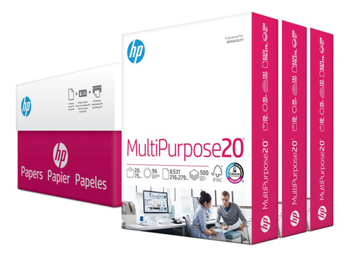 Papel De Impresora Hp | Papel De 8,5 X 11 | Multiusos 20 Lib