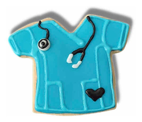 Galleta Decora Bata Doctor - Enfermera Color Azul. 10 Piezas