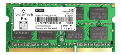 Memoria Ram Notebook Ddr3 8gb Valuetech 1600mhz 1.5v