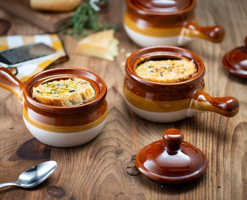 Juego De 4 Cuencos De Sopa Francesa Cerámica Con Asa 443 Ml