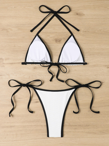 Traje De Baño Triángulo Para Mujer A Juego De Color Sólido