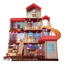 Comprar Casita De Muñecas Con Luces Muebles Y Muñecas Para Niños