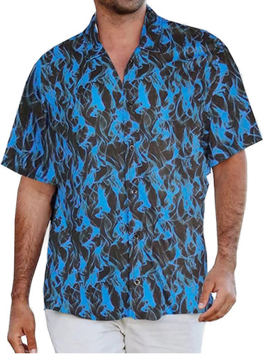 Camisa De Manga Corta Con Estampado De Playa Hawaiano Y Sola