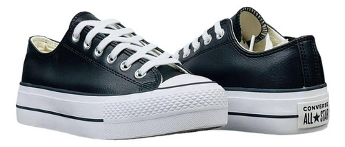 Zapatos Compatible Converse Plataforma Cuero Negro