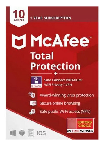 Mcafee Total Protection Plus + Safe Connect 10 Dispositivos