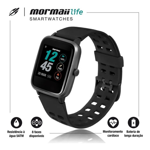 Imagem 4 de 5 de Relógio Smartwatch Mormaii Life Unissex Full Molifeab8p