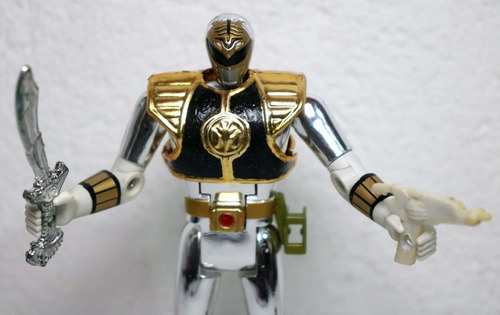 Boneco Power Rangers Branco Metálico Vira Cabeça Completo 2 (Usado)