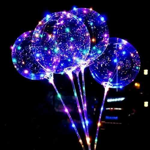 Imagen 4 de 10 de Globo Burbuja Cristal Transparente Luminoso Led Cotillón X12