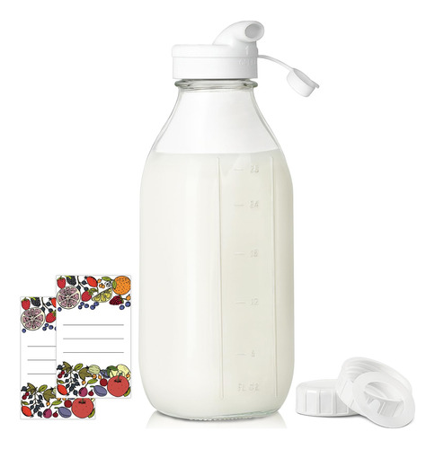 Botellas De Leche Syntic De Vidrio De Litro Cuadradas Con Ta