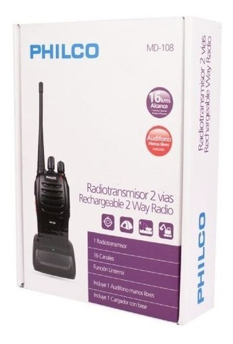 Imagen 2 de 3 de Radio Comunicador Philco Md-108 Portatil 16km - Revogames