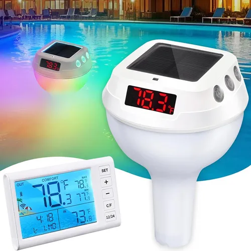 Termómetro Flotante Oso Polar - Lectura Clara Para Piscina, Baño Frío, Estanques Y Peces Con Cuerda