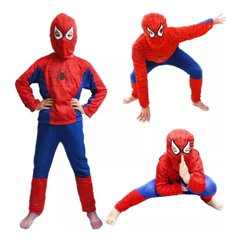 Disfraz Niños Spiderman Para 3-7 Años 3 Piezas + Careta!