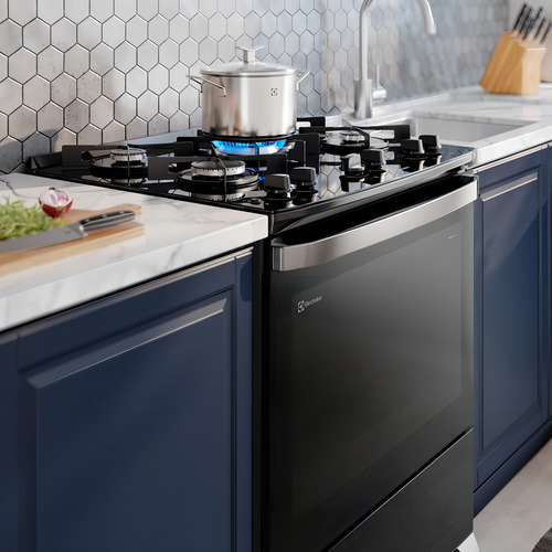 Fogão A Gás De Piso 5 Bocas Electrolux Com Vaporbake - Fe5gp Cor Preto