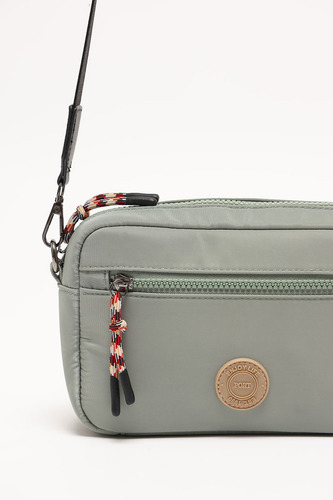 Bandolera Sporty Con Logo Bordado Mujer Portsaid Acabado De Los Herrajes Plata Color Military Correa De Hombro Negro Diseño De La Tela Liso