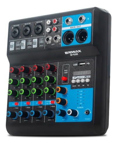 Console Mesa Som Profissional 5 Canais Gravação Computador USB 5v 1A