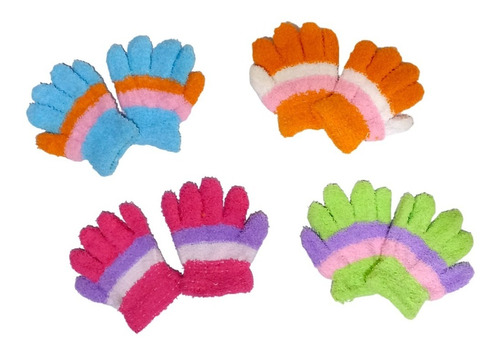 Pack 4 Guantes Invierno Suaves Toalla Sintética Bebes 9-12 M