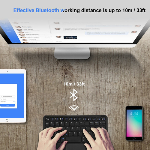 De Ultra-slim Mini Teclado Inalámbrico Bluetooth Con