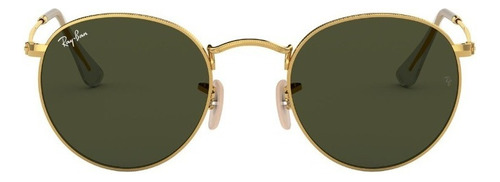 Óculos De Sol Masculino E Feminino Round Metal Dourado E Verde Ray-ban