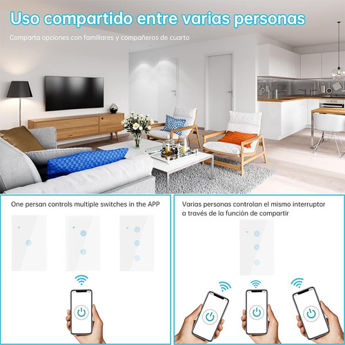 Interruptor Luz Pared Inteligente Wifi 1 Vías Con Neutro