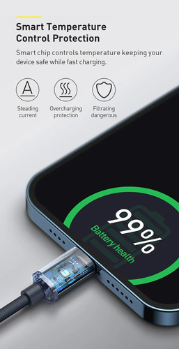 Cabo Carregador Turbo Usb C Lightning 1,2 Metro Baseus