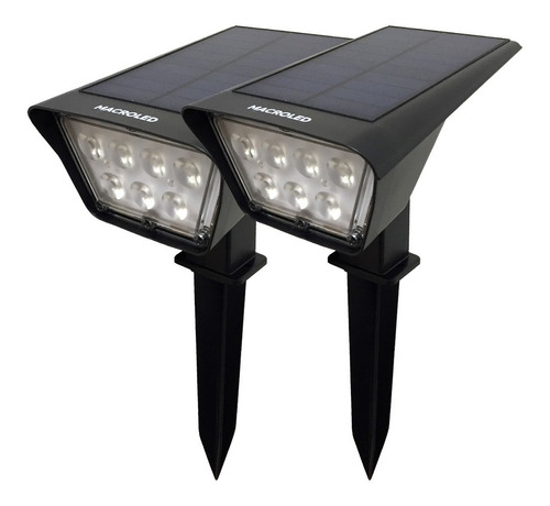 2 Reflectores Estaca Solar Led Jardin Macroled Luz Ip65