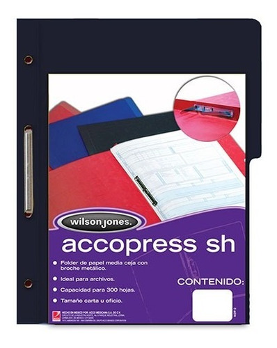 Folder Tipo Carpeta Con Broche Accopress Oficio Negro 10pzs