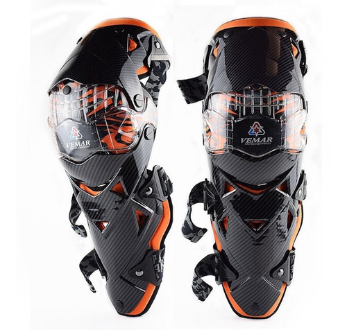 Imagen 1 de 10 de Kit Protecciones Motociclista Rodilleras Fibra Carbono