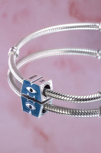 Charm Pandora Monster Inc Logo Plata Azul