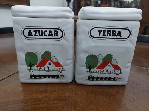 Yerbera Y Azucarera De Cerámica Vintage. Antiguas.