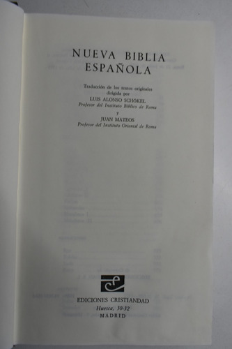 Nueva Biblia Española Luis Alonso Schökel , Juan Mateos C185 (Usado)