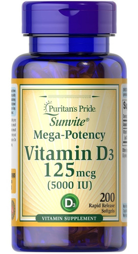 Vitamina D3 5000 Ui, 200 Capsulas, - Unidad a $390