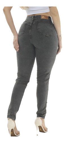 Calça Jeans Feminina Cinza Grafite Marmorizada Modeladora