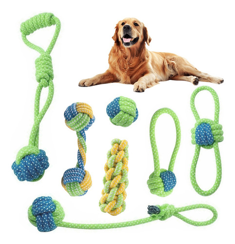 Kit Juguetes Para Perro Cachorros De Tela Resistentes 7 Pz