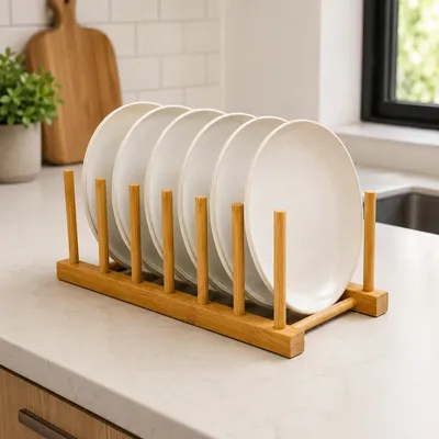 Organizador Porta Pratos Copos Tampas Suporte Cozinha Bambu