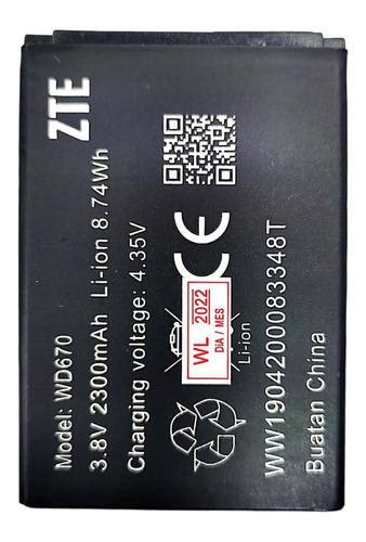 Bateria Pila Wi-pod Zte Wd670 2300mah 3.8v