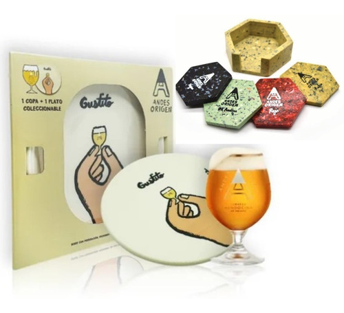 Gift Pack Cerveza Andes Copa 330 Plato Y Posavasos Regalo