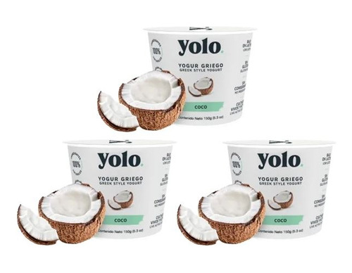 Yogurt Griego De Coco Yolo Pack 3 Und 