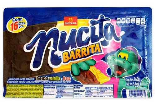 Caja De Nucita Barrita Con 24 Paquetes De 16 Piezas