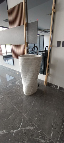 Lavabo Pedestal En Bloque De Mármol Blanco Vortice