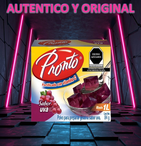 Pronto 3 Gelatinas De Agua Sabor Uva Con Vitamina C Wow