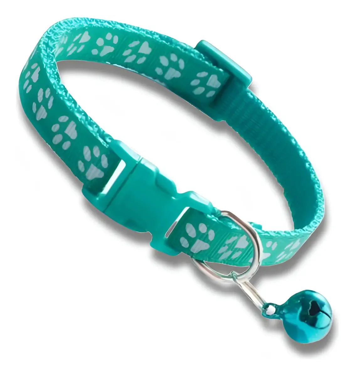 Coleira Ajustavel P/ Pet Pequenos Cachorros Gatos Premium Cor COLEIRA C/ GUIZO VERDE MENTA Patas Tamanho da coleira P