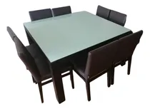 Comprar Juego De Comedor Mesa Madera Con Tope De Vidrio Y 8 Sillas
