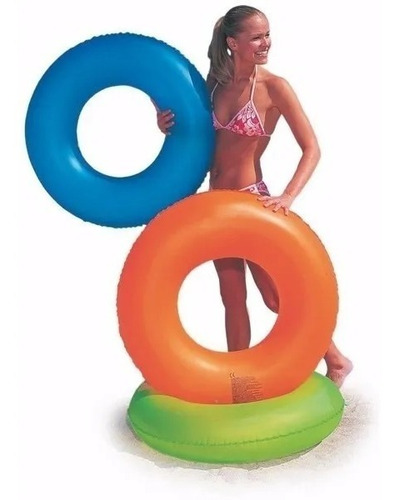 Imagen 1 de 3 de Salvavidas Aro Inflable P/ Pileta 76cm Neon Infantil 36024