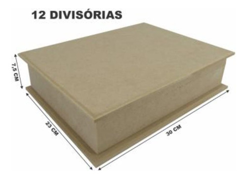 Caixa Mdf Dobradiça Com Base 12 Divisórias Artesanato
